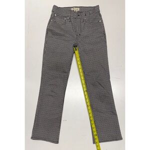 Madewell Mid-Rise Kick Out Jeans 24 Houndstooth Black White Stretch Flare Pants